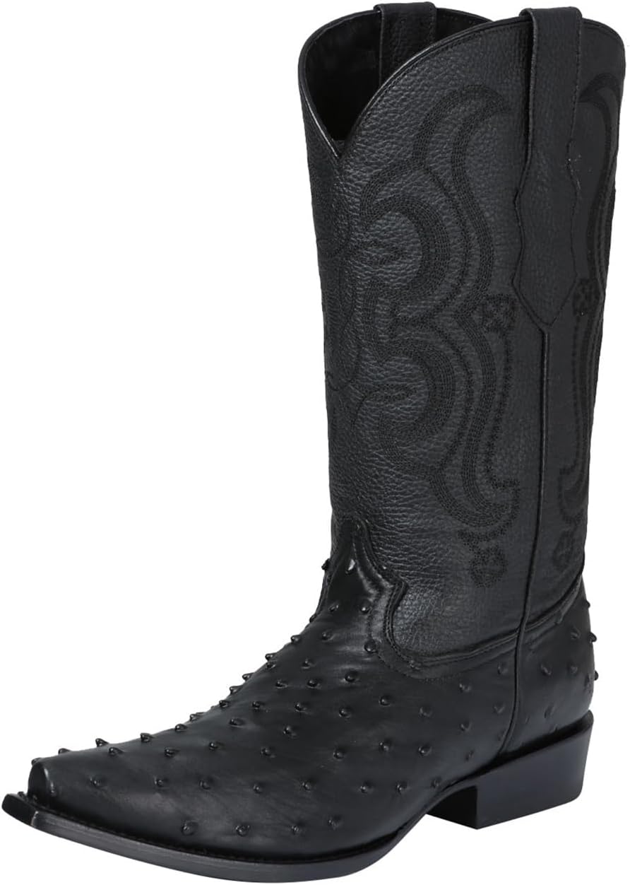 

Ковбойские сапоги El Seor de los Cielos с фантазийным узором кожи страуса, заостренный носок, черная кожа SR14 Generic