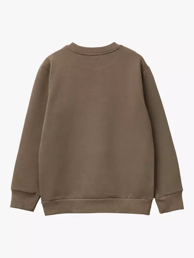 Детская толстовка из смесовой хлопковой ткани с логотипом, коричневая Benetton — фото 2