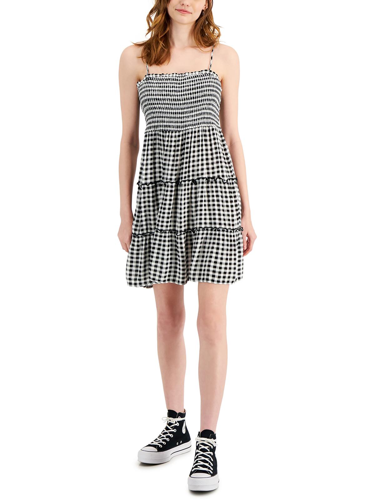 

Женское короткое мини-платье со сборками Hippie Rose, цвет black/white gingham