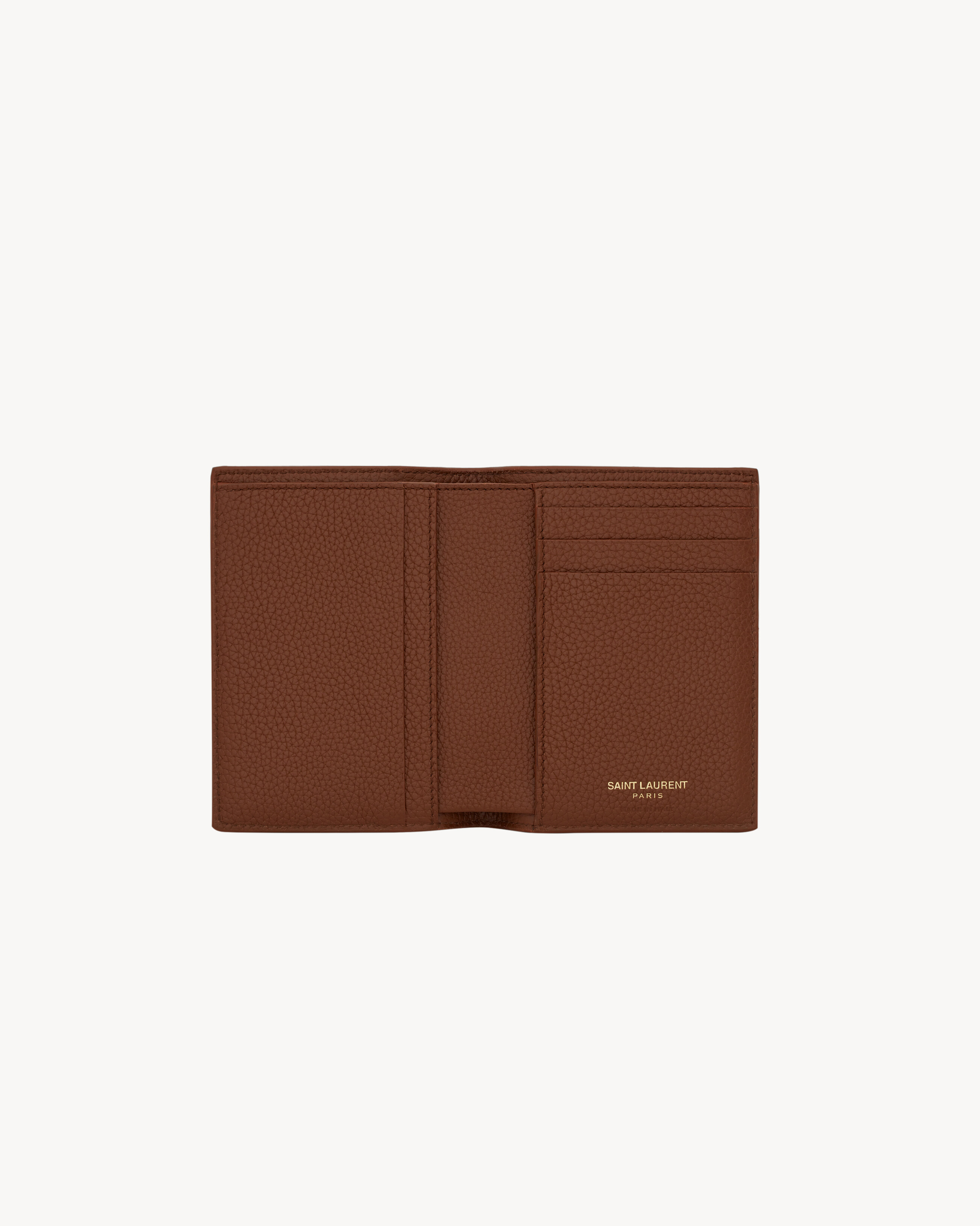Кошелек для кредитных карт TINY CASSANDRE из зернистой кожи Saint Laurent, коричневый — фото 4