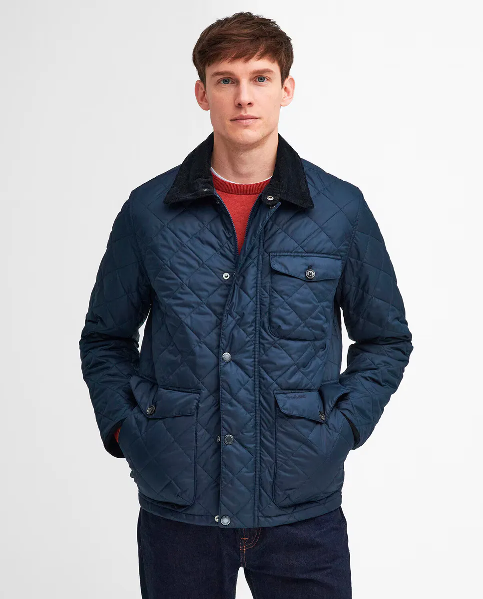 

Мужская стеганая куртка на молнии и заклепках Barbour, темно-синий
