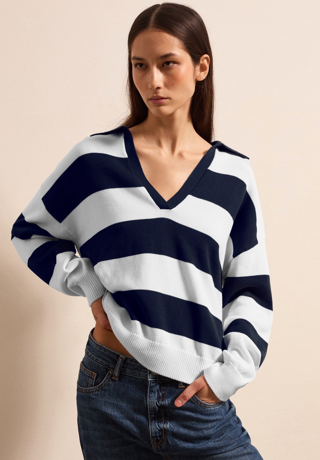 

Рубашка поло STRIPED - Long sleeved top Stefanel, белый