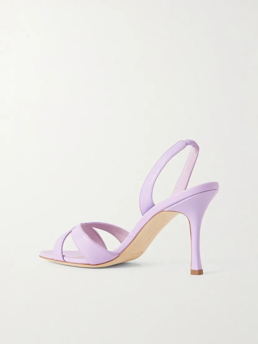 Кожаные босоножки Callasli 90 с ремешком сзади Manolo Blahnik, фиолетовый — фото 3