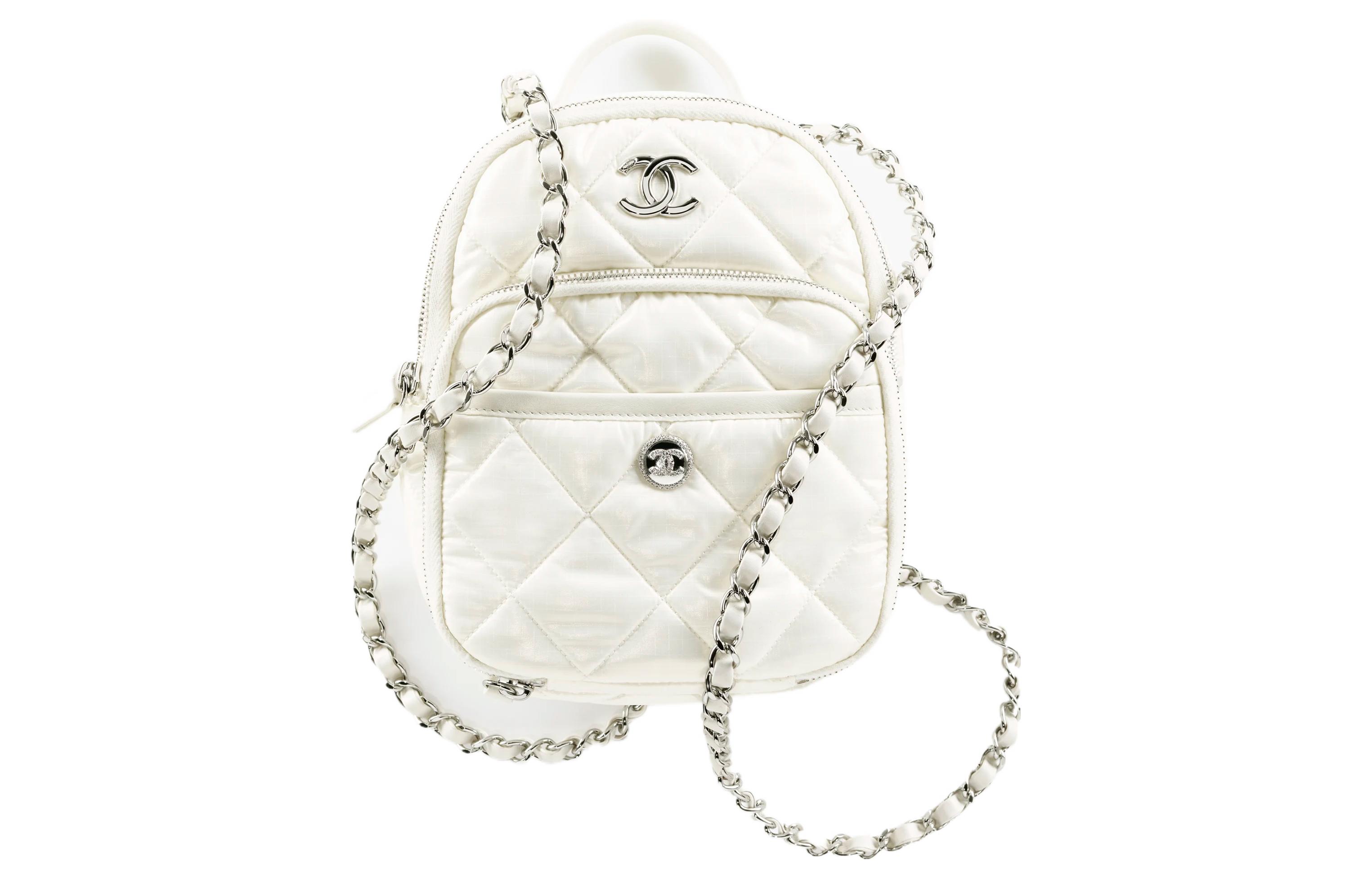 

CHANEL Женский белый нейлоновый рюкзак