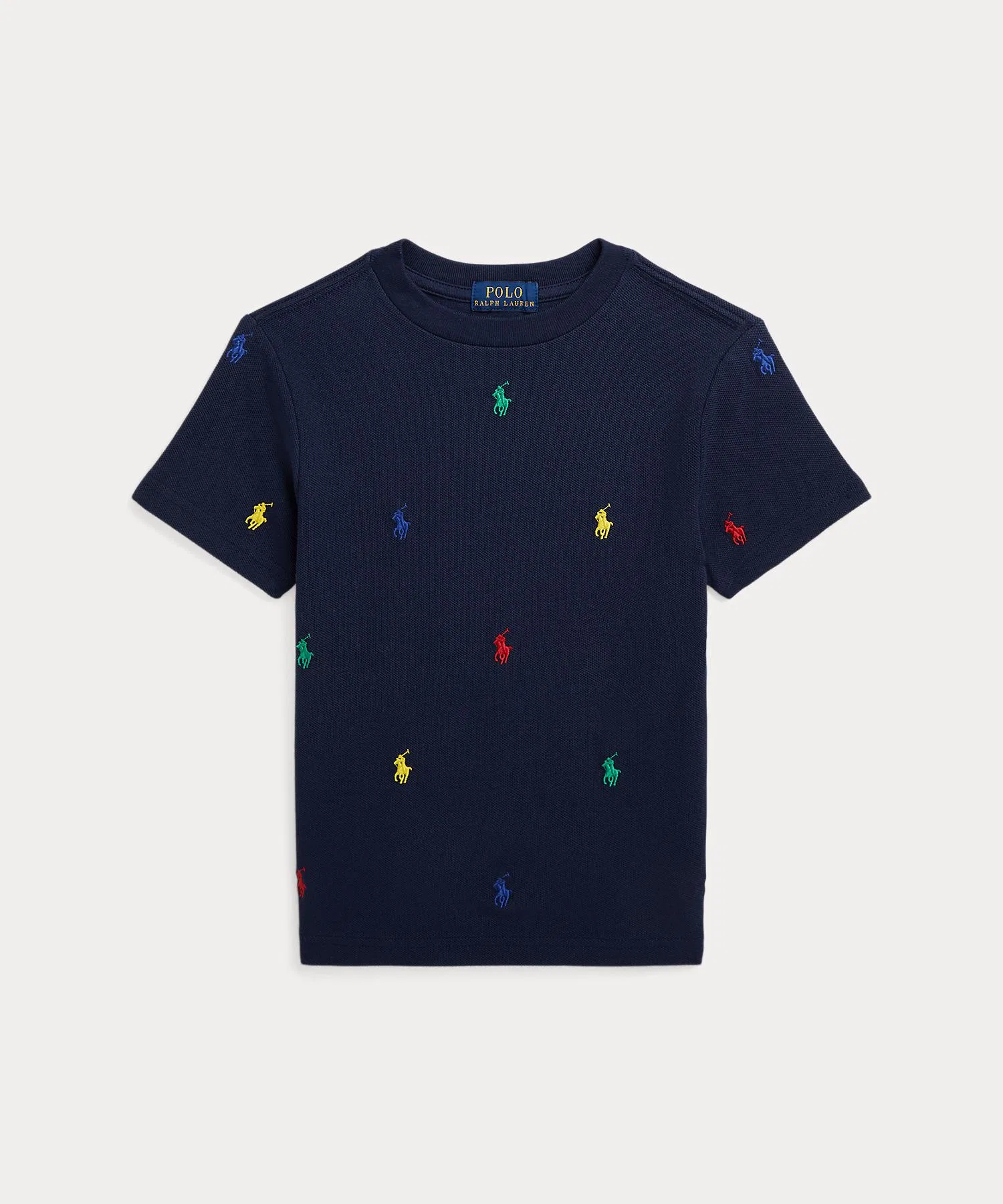 Детская хлопковая футболка-поло с вышивкой POLO RALPH LAUREN CHILDRENSWEAR тёмно-синяя