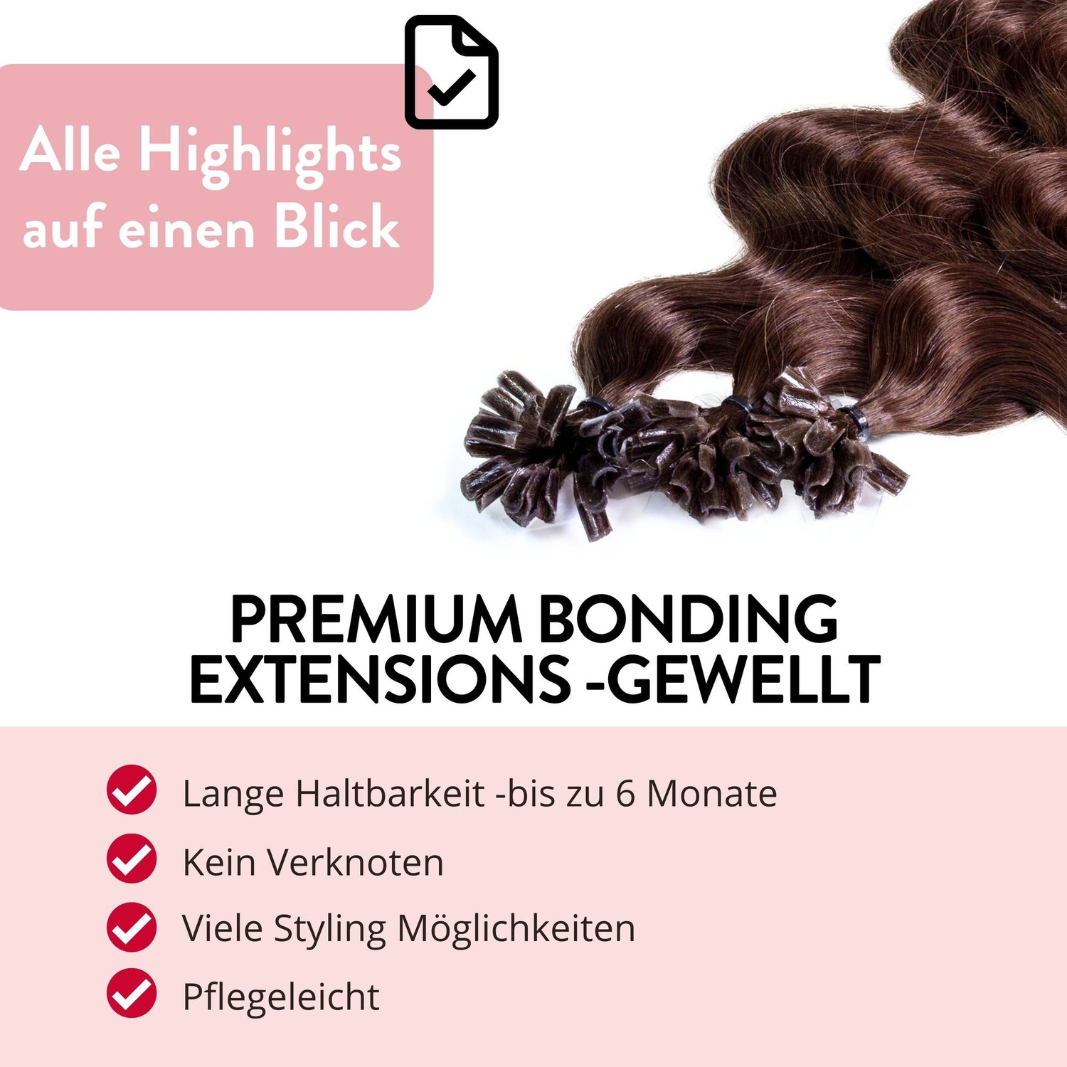 Накладные волосы bonding extensions premium echthaar #6/3 dunkelblond gold 0,8g Hair2Heart, 50cm, количество 25 шт. — фото 3