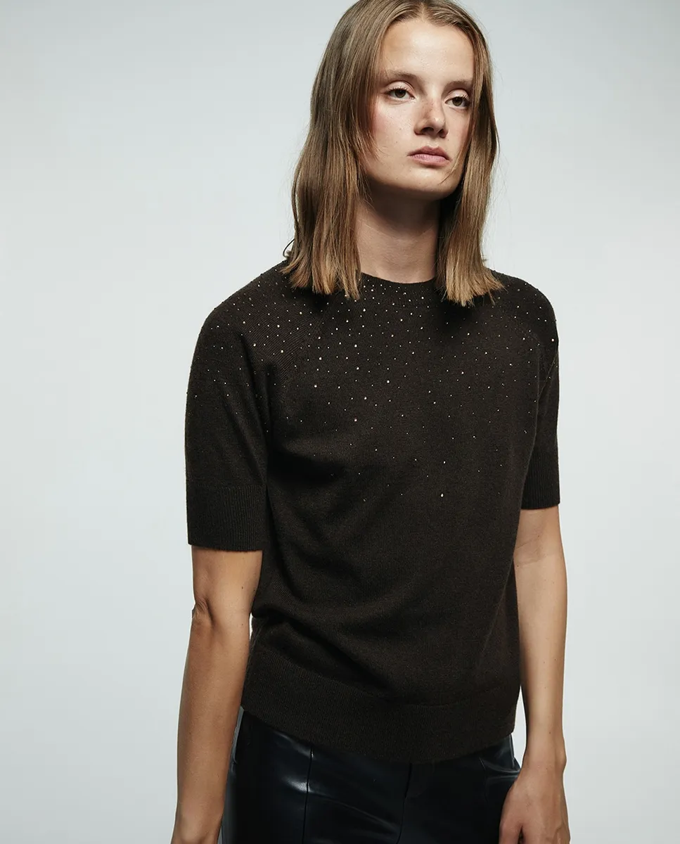 

Джемпер с стразами Sfera, темно-коричневый