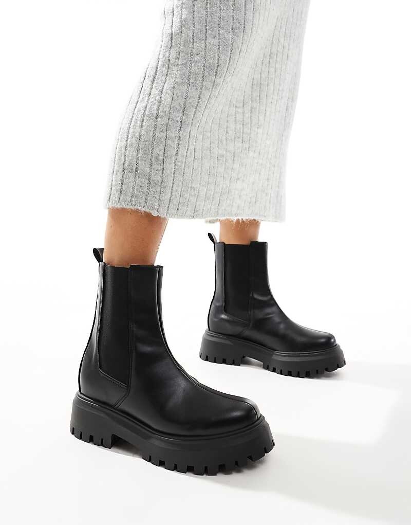 

ASOS DESIGN – Amber – Черные ботинки челси на массивной подошве