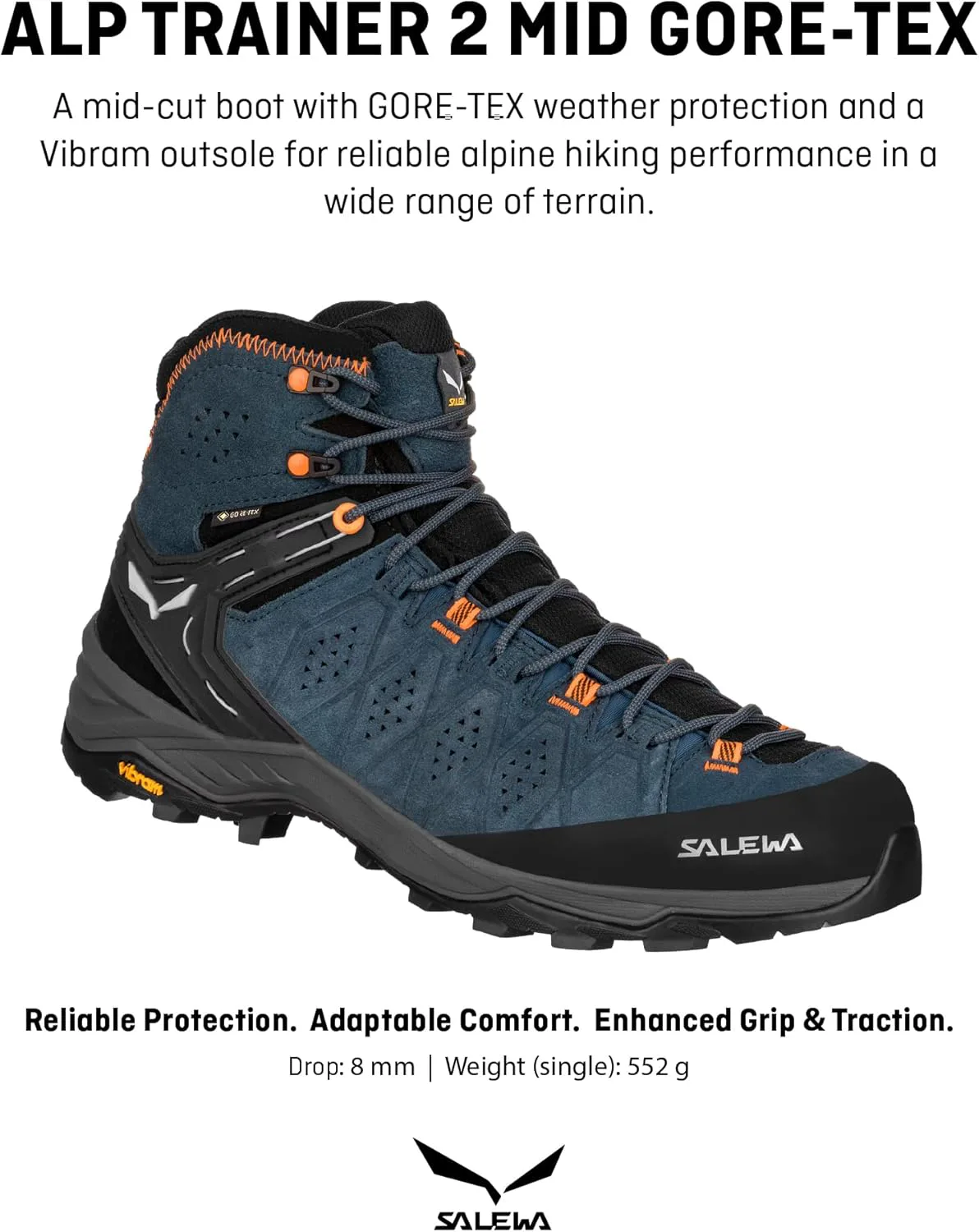 Мужские походные ботинки Salewa Alp Trainer 2 Mid Gore-Tex водонепроницаемые GTX, оранжевый — фото 3