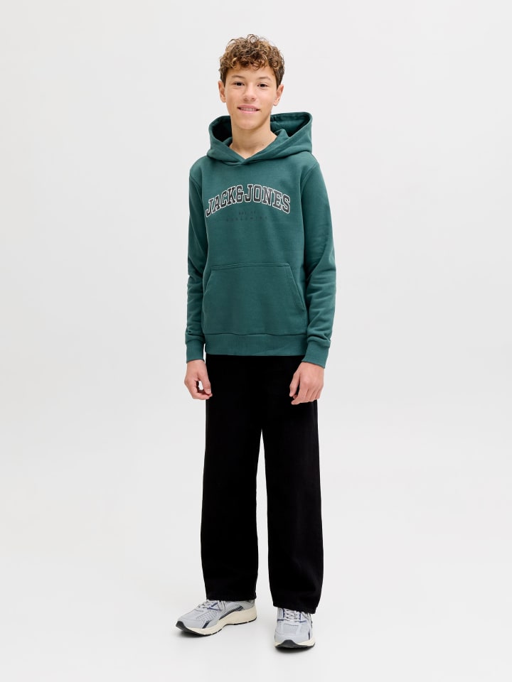 JACK & JONES Junior Толстовка JJECALEB VARSITY SWEAT HOODIE JNR в Атлантическом океане — фото 4