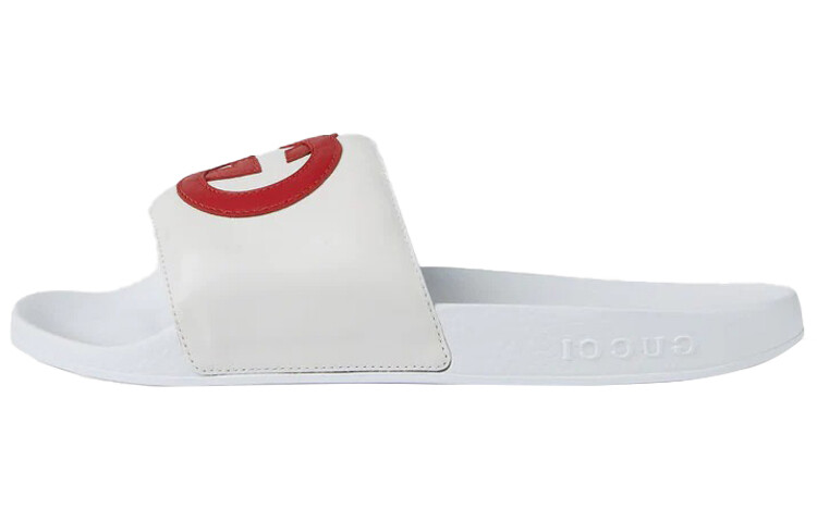 Сандалии GUCCI Slide Interlocking G Leather White Women's