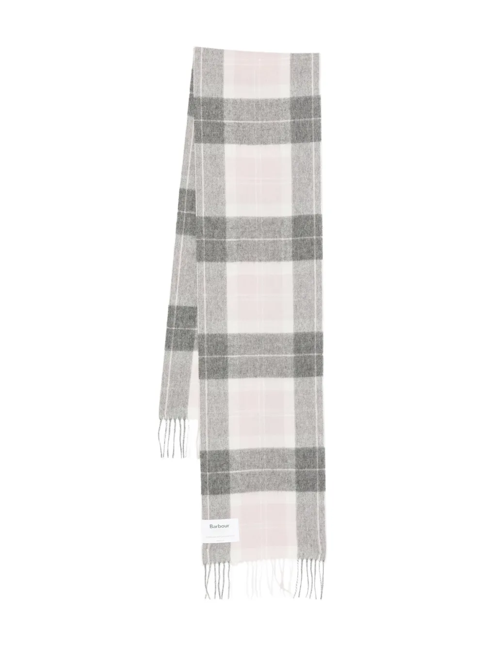

Клетчатый шарф с бахромой Barbour, белый