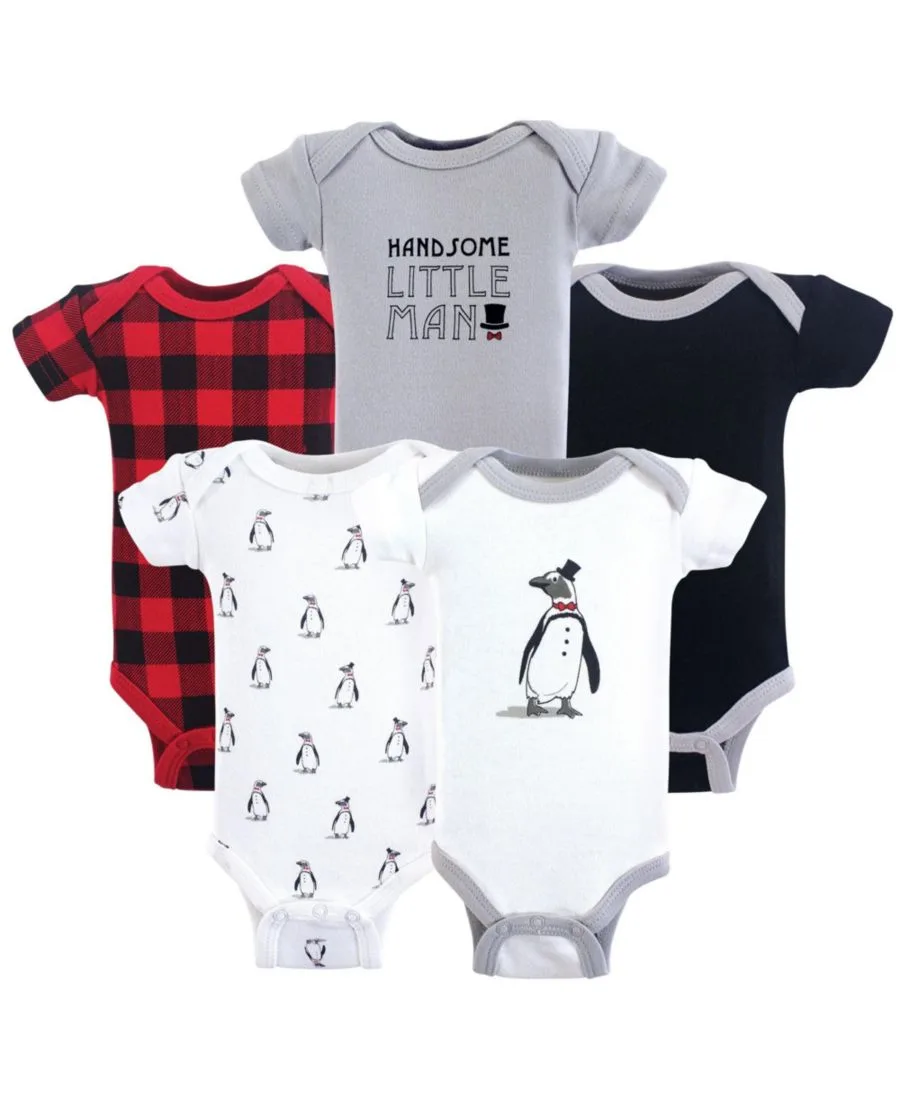 Набор из 5 удобных хлопковых боди Hudson Baby, Penguin 1