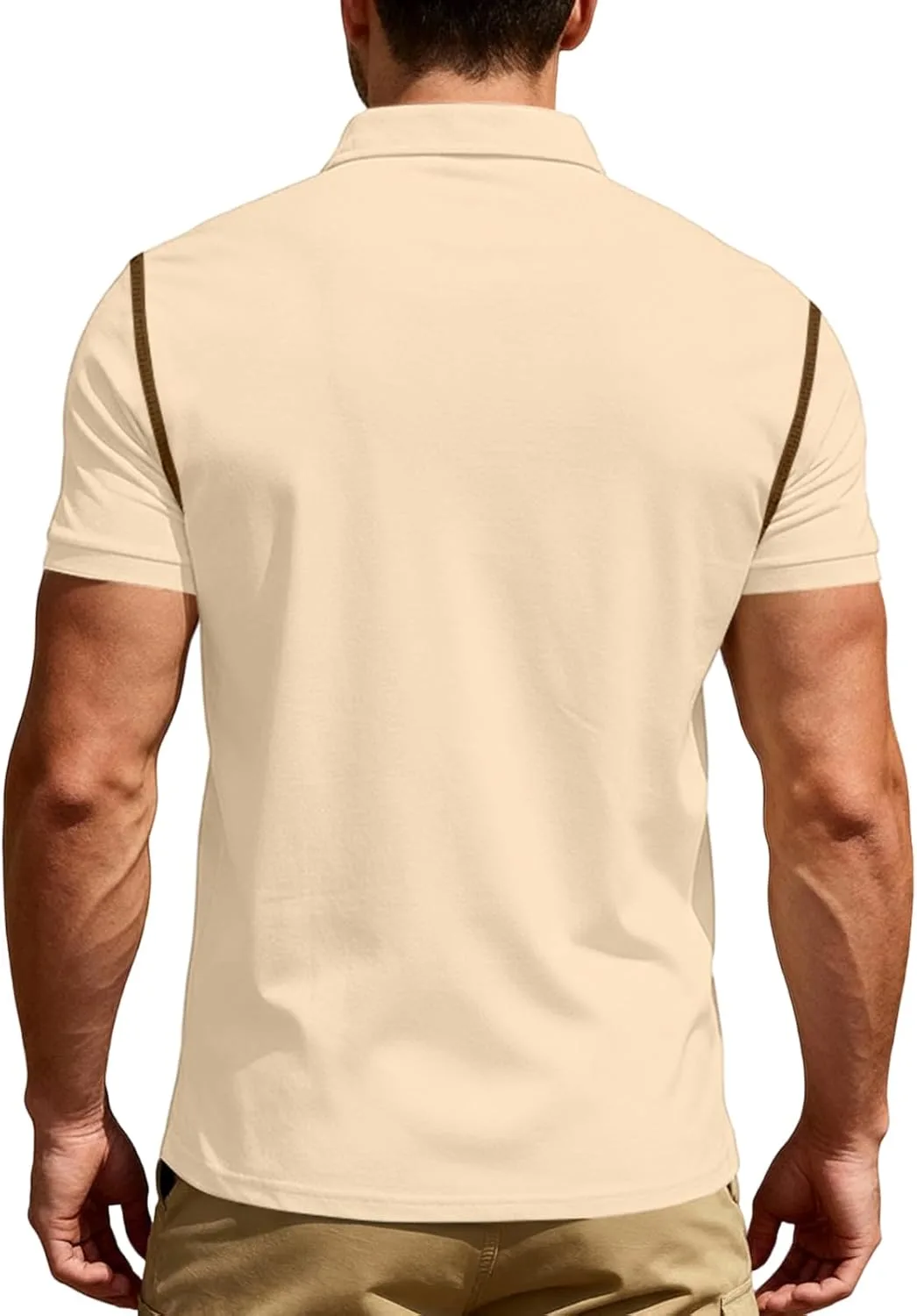 Поли рубашка мужская легкая дышащая slim fit с карманом — фото 3