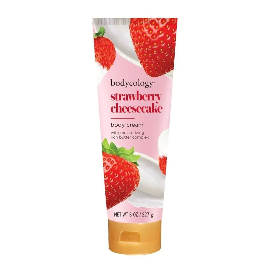 Крем для тела Bodycology Strawberry Cheesecake с ароматом клубничного чизкейка, 8 унций, для ванны и тела, 885645050975