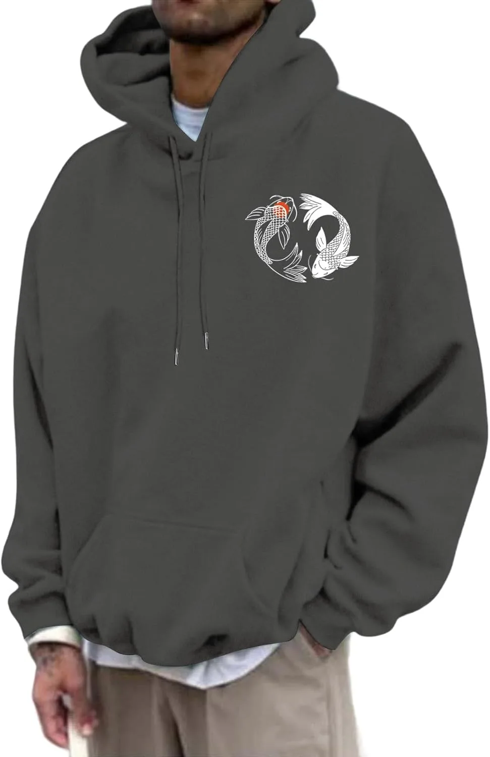 

Графический худи для мужчин | Oversized с японским карпом