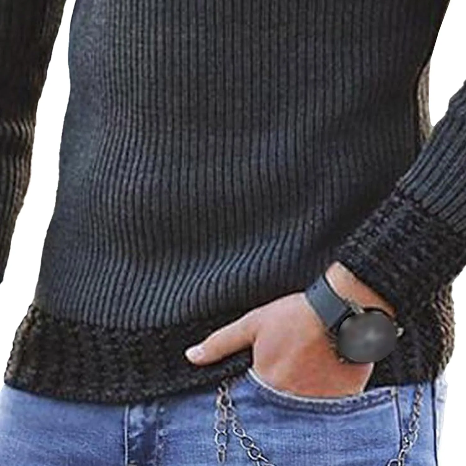 Мужской свитер с шалью и воротником-стойкой Slim Fit — фото 2