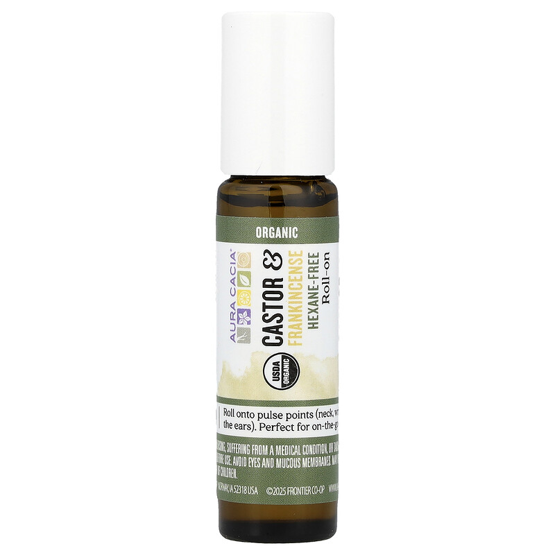 

Aura Cacia, Roll-On, касторовое масло и ладан, 9,2 мл (0,31 жидк. Унции)