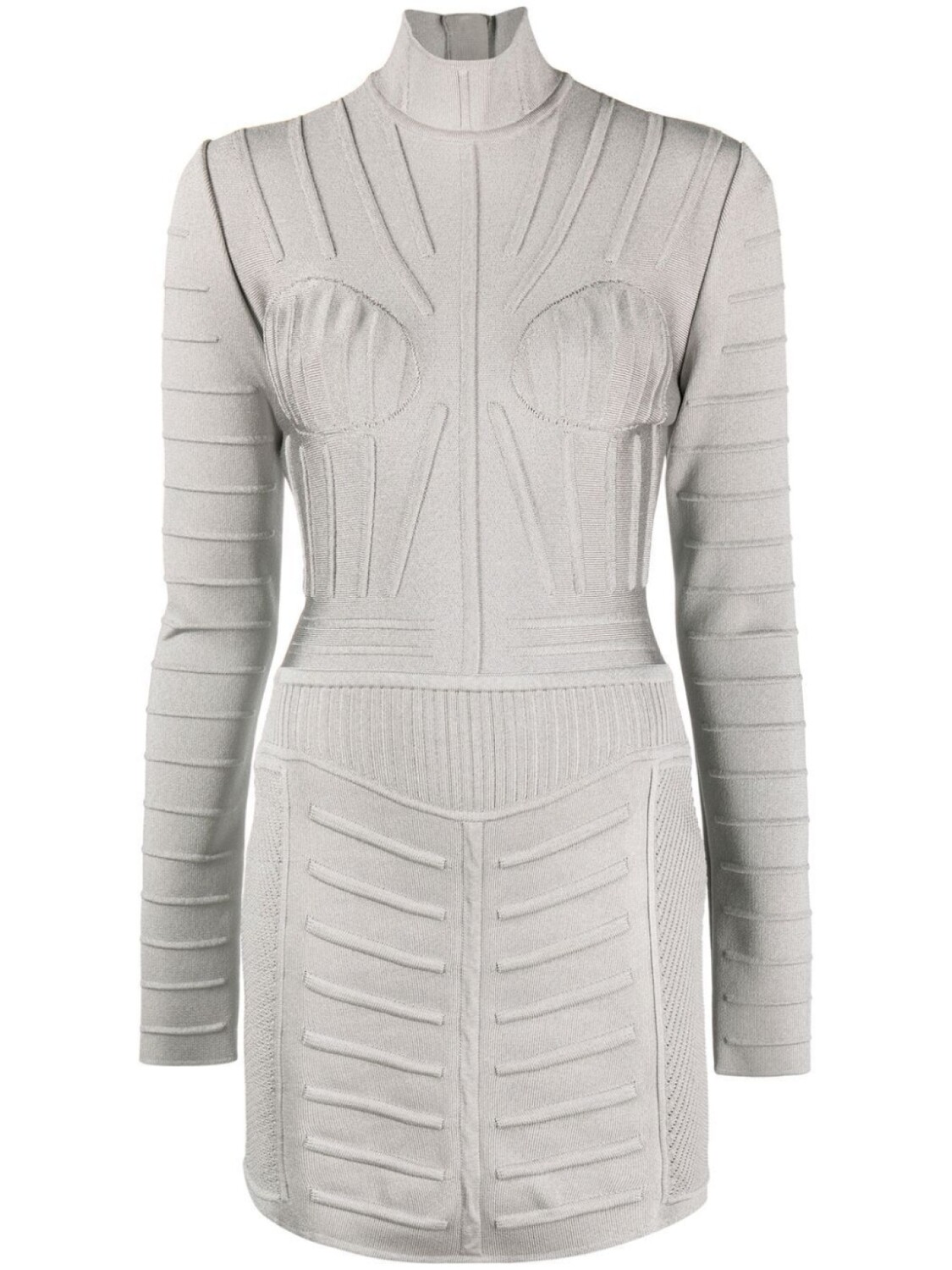

Balmain платье мини в рубчик с длинными рукавами, серый