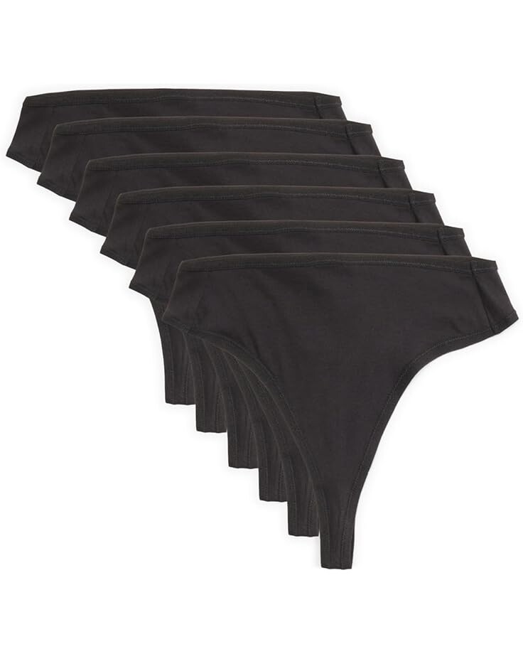 

Стринги PACT Everyday High Rise Thong 6-Pack, черный