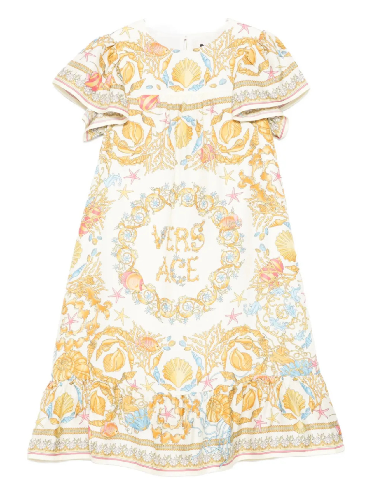

Платье Versace Kids с оборками и принтом ракушек, нейтральный
