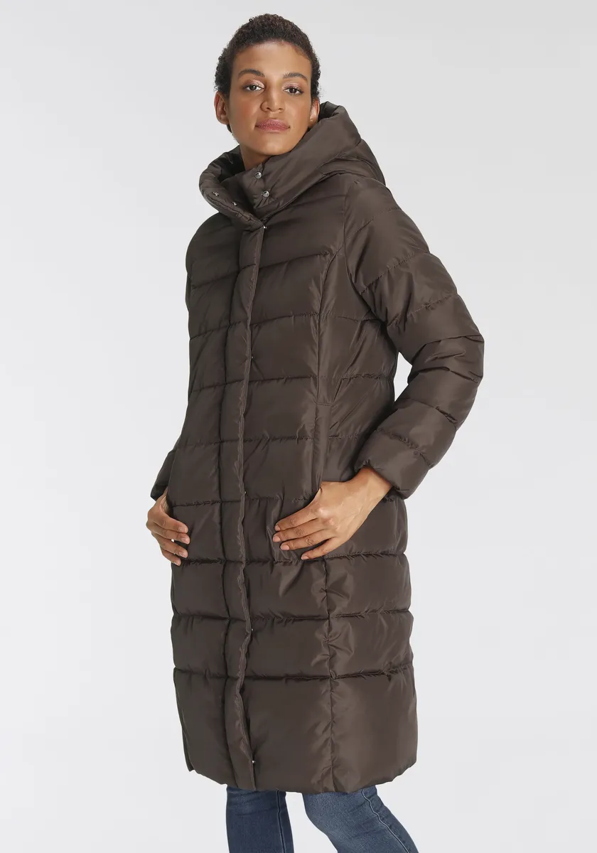 

Only стеганое пальто "ONLTINA PUFFER X LONG COAT OTW", с капюшоном, цвет Hot Fudge