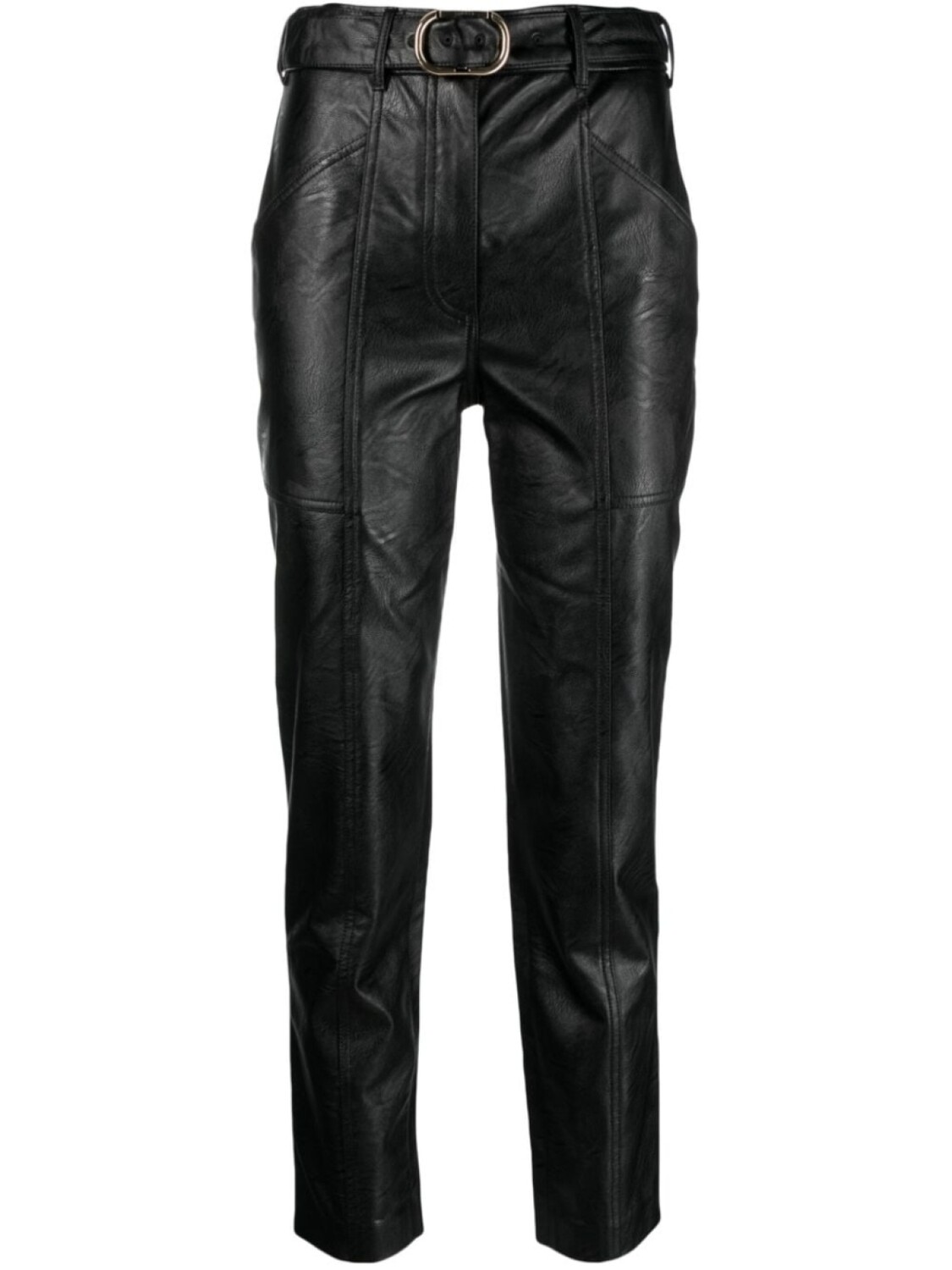 

TWINSET брюки из искусственной кожи с пряжкой, черный