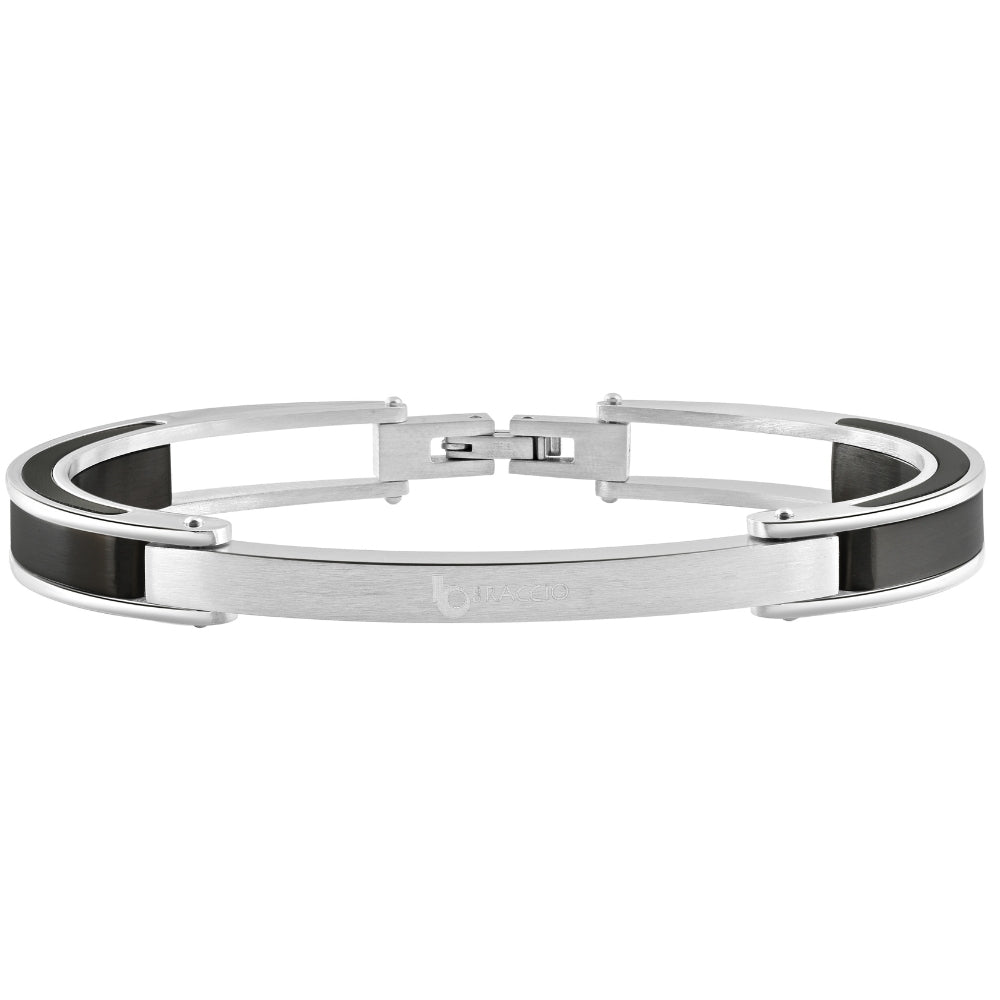 

Мужской двухцветный браслет из стали и черного металла с манжетами, звенья 8 мм, 8,5 дюйма Pompeii2, Stainless Steel