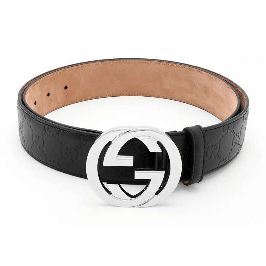 

Gucci Мужской кожаный ремень Double G Signature с замшевой подкладкой, черный, ширина 4 см