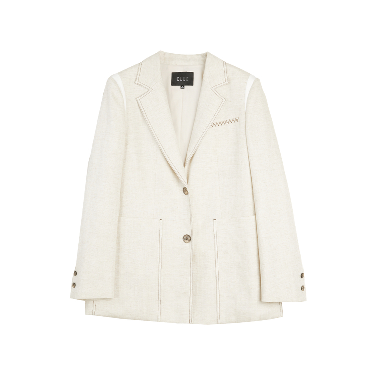 

ELLE Деловой костюм женский светлый хаки с воротником Moderate