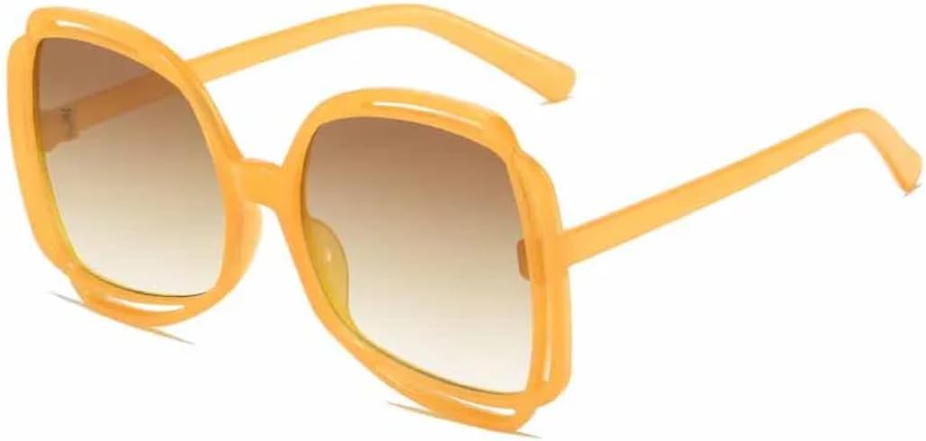 

Модные солнцезащитные очки большого размера в квадратной оправе с полой внутренней частью для женщин, роскошные мужские дорожные солнцезащитные очки UV400 TVTBBVV, Yellow Tea