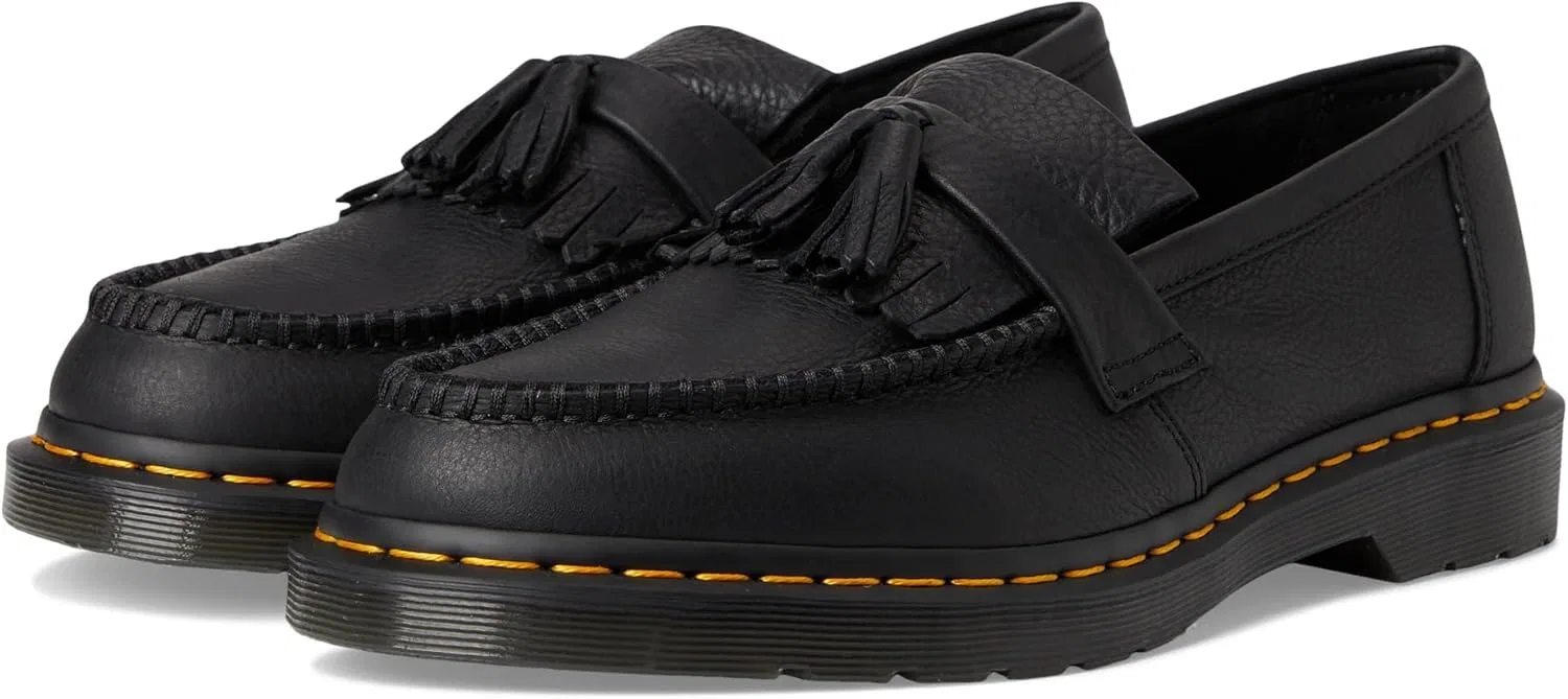 Унисекс кожаные лоферы Dr. Martens Adrian с желтой строчкой — фото 2