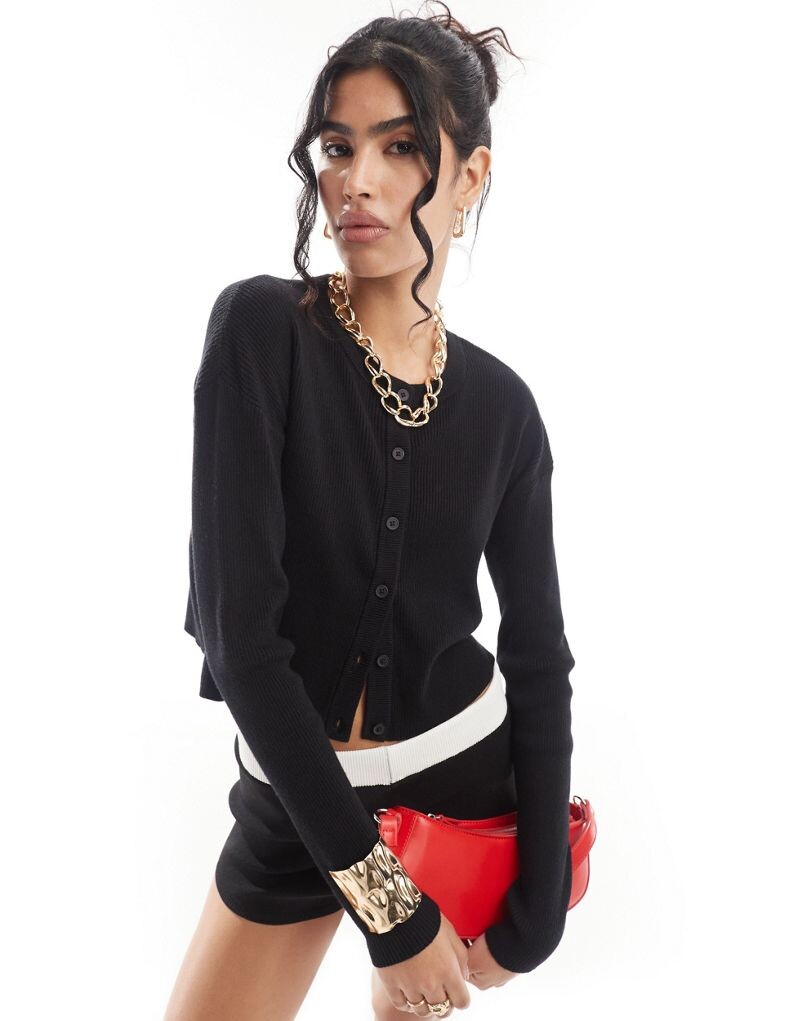 

ASOS DESIGN — Узкий кардиган черного цвета с круглым вырезом