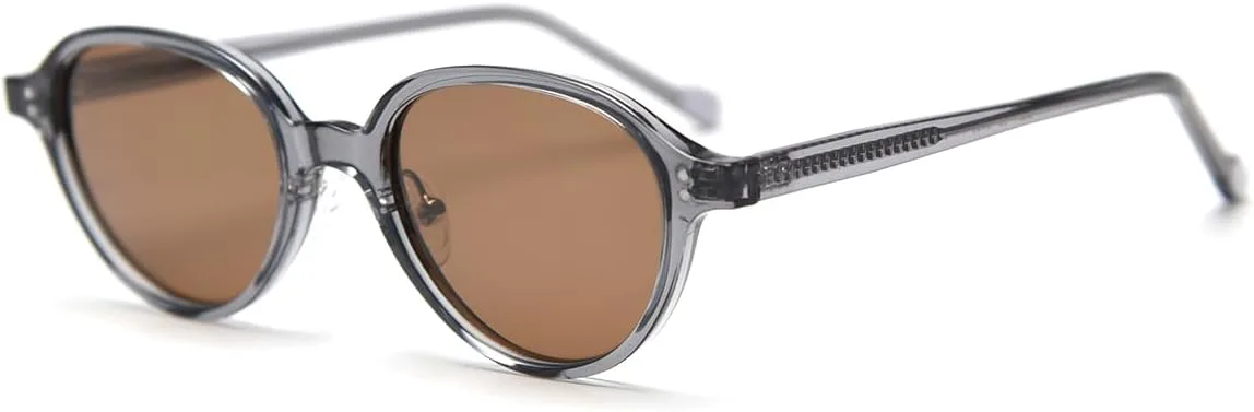 

Солнцезащитные очки в маленькой овальной оправе в стиле ретро для женщин, корейский стиль, поляризованные очки UV400 для мужчин weiyuchen, Grey With Brown