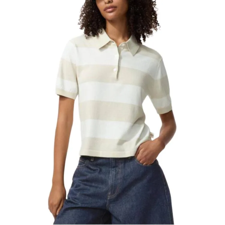 Футболка-поло JW Anderson SS26 женская UNIQLO, бежевый — фото 3