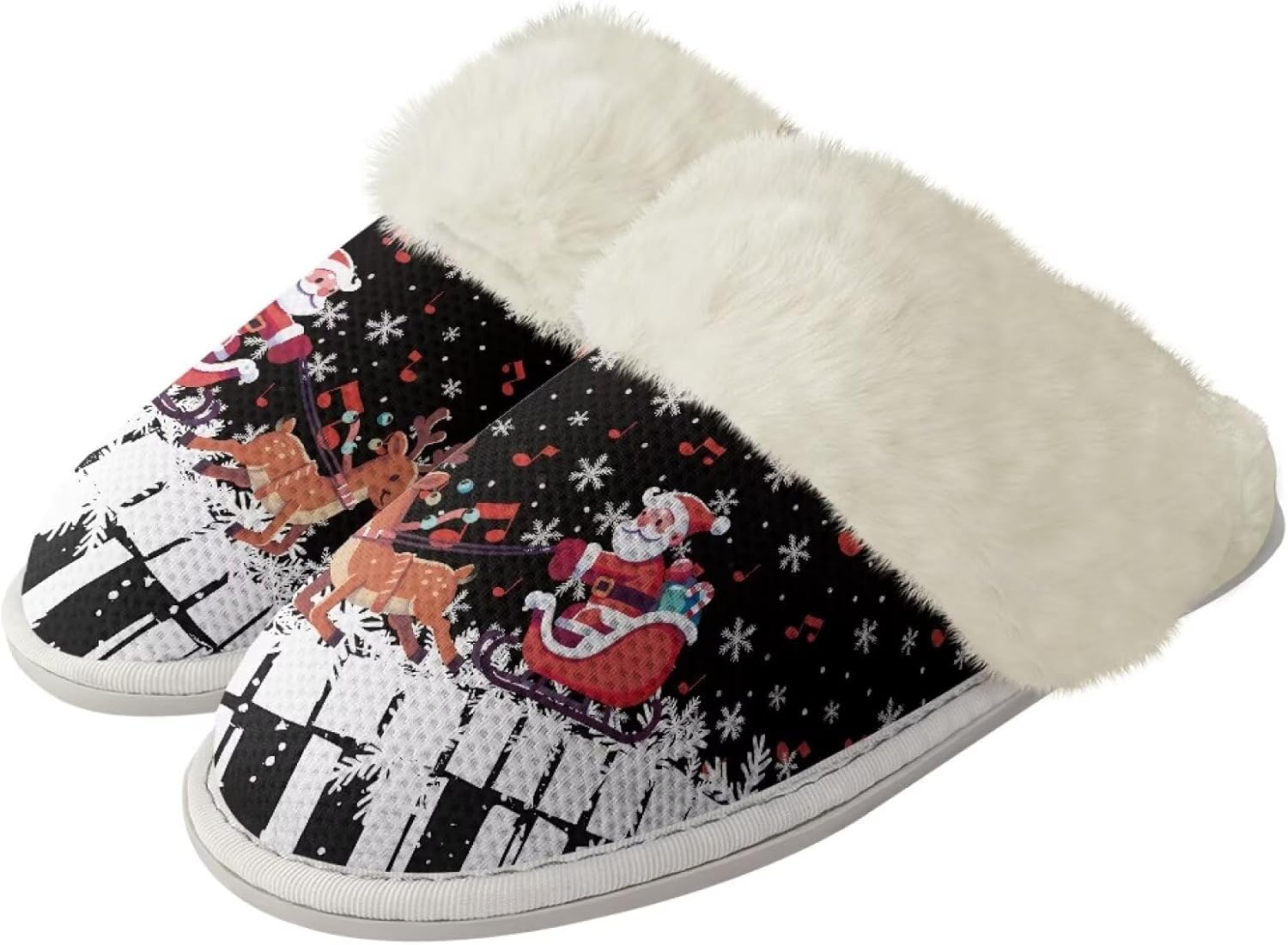 

Рождественские милые хлопковые тапочки для женщин и мужчин, мягкие, уютные, удобные, легкие домашние тапочки для пар Zhangruoheng, Santa Reindeer Print