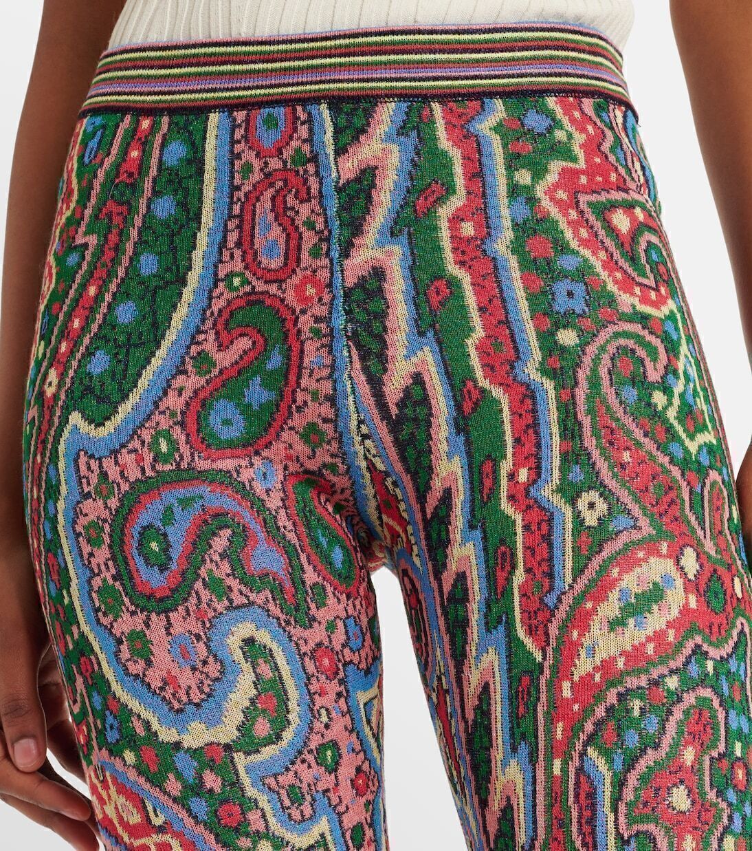 Расклешенные брюки из трикотажного жаккарда с узором пейсли Etro, Multicoloured — фото 4