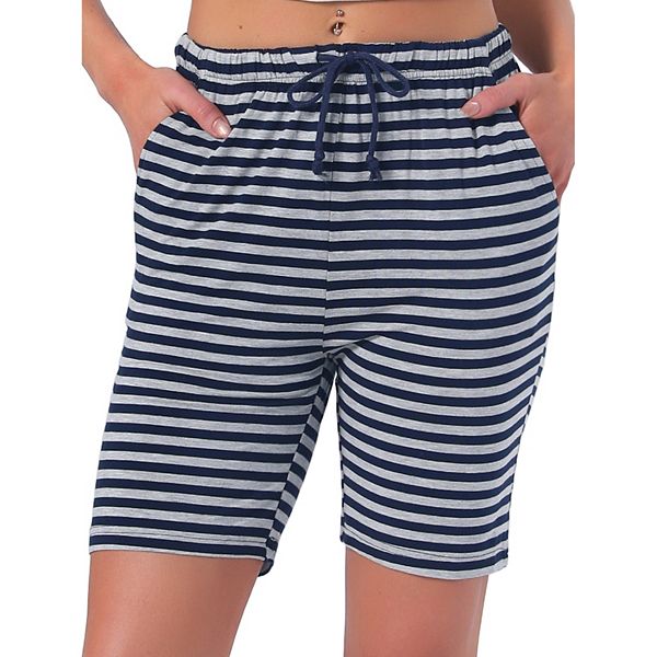 

Женские полосатые пижамные шорты с карманами Inspire Chic, Black