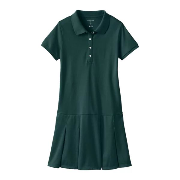 

Платье-поло в сетку для школьной формы для девочек 2–20 лет Lands' End, цвет evergreen