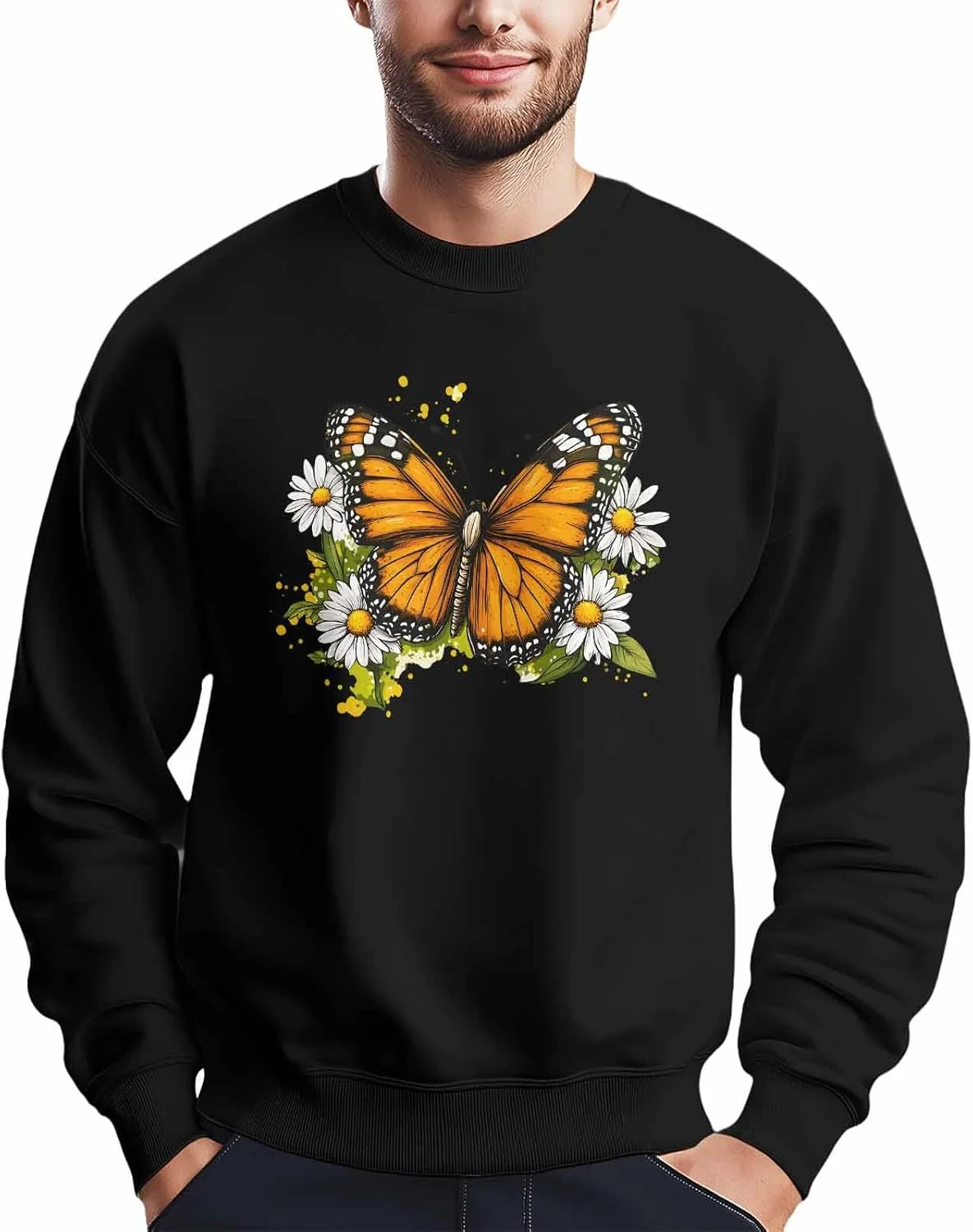 

Мужской свитшот с принтом бабочки и ромашки Winvebermior