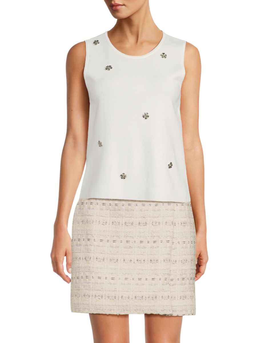 

Украшенная трикотажная майка без рукавов Karl Lagerfeld Paris, мягкий белый