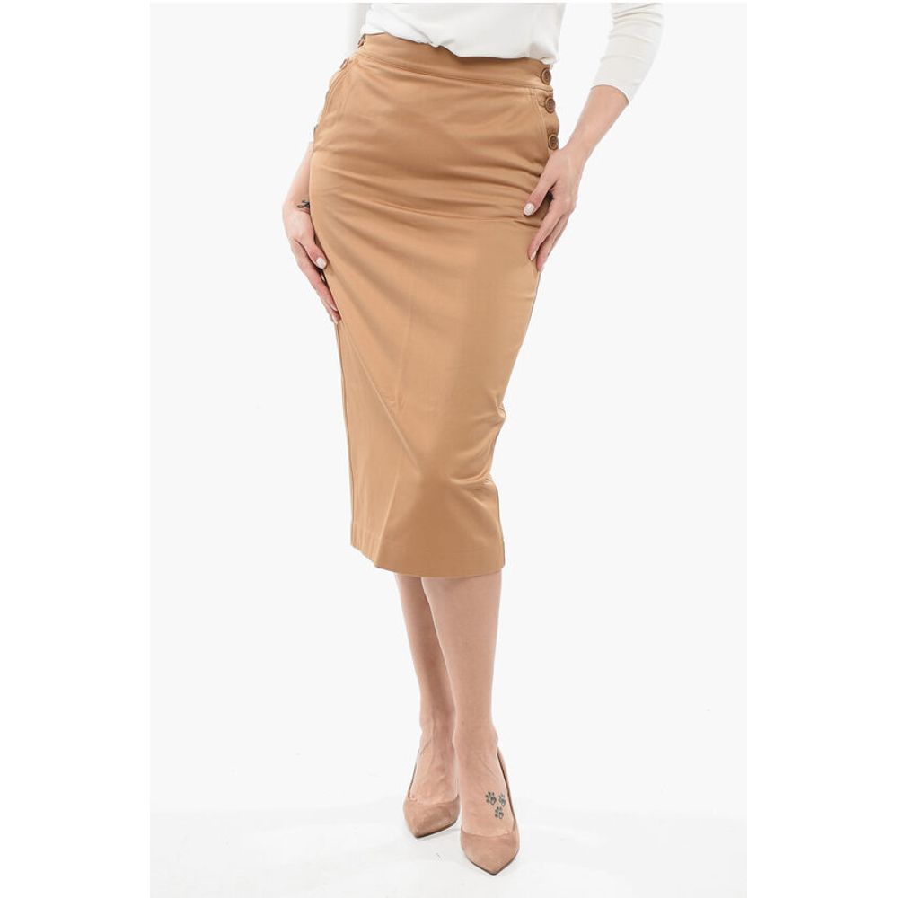 

SFILATA Хлопковая юбка-трапеция с боковыми пуговицами CRESTA Max Mara, бежевый