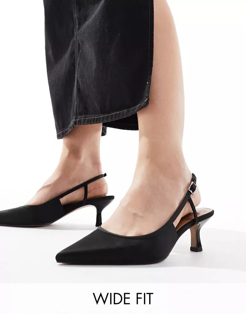 

Черные широкие туфли на каблуке ASOS Wide Fit Strut