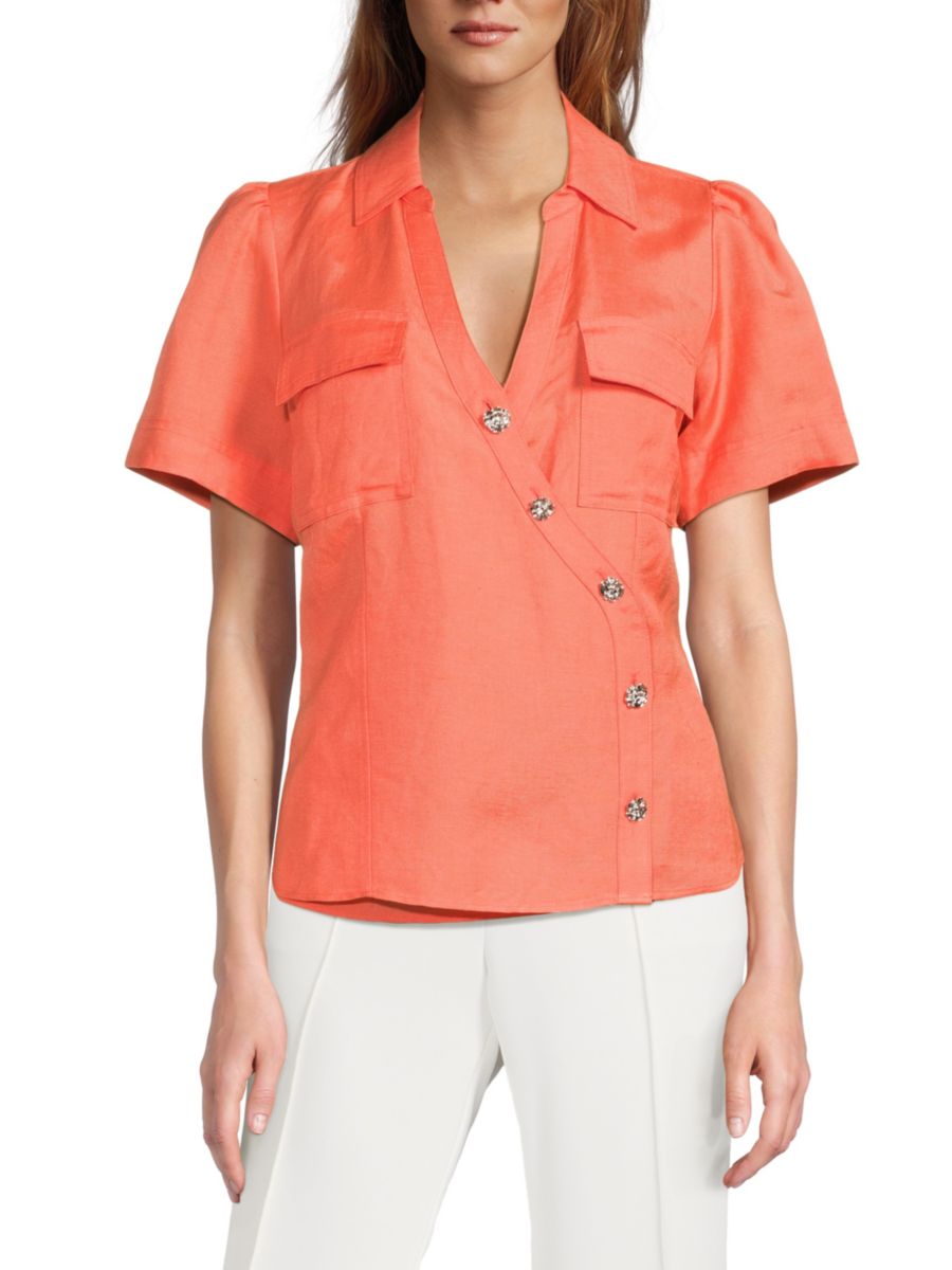 

Рубашка Crossover из смеси льна Karl Lagerfeld Paris, цвет Coral