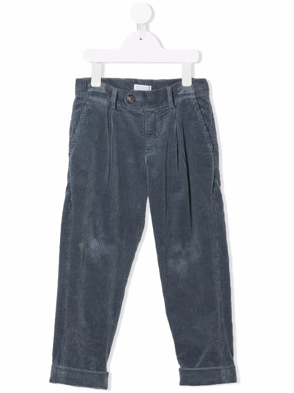 

Вельветовые брюки прямого кроя Brunello Cucinelli Kids, синий