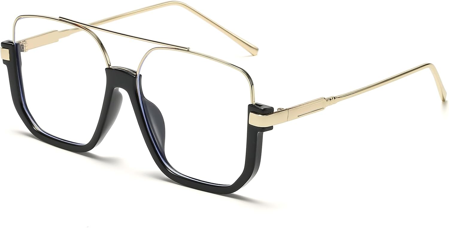 

Винтажные квадратные солнцезащитные очки-авиаторы большого размера для женщин и мужчин, полуободковые, в стиле 70-х. Стильные и модные FLJMRAVER, A4* Gold / Transparent