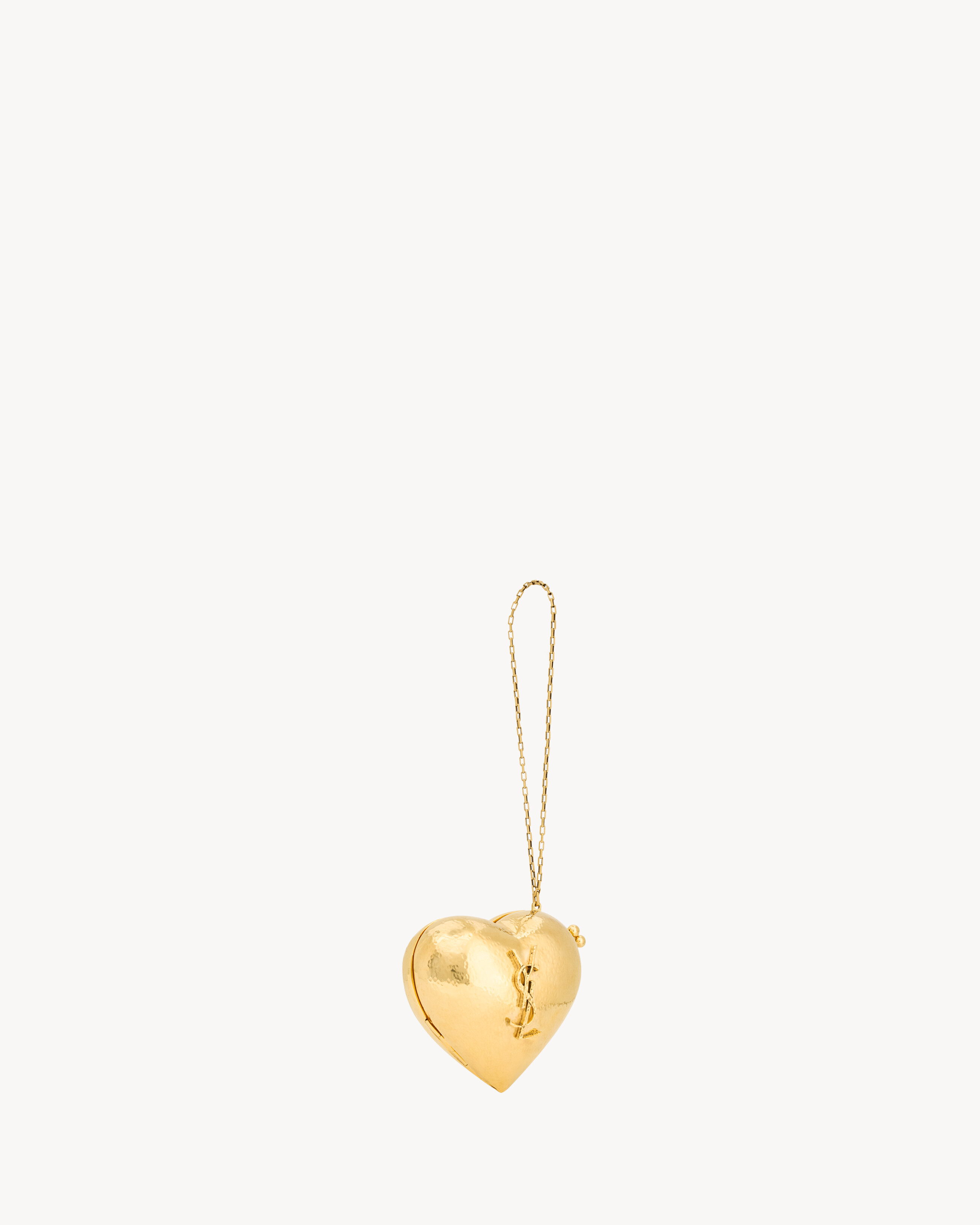 Вечерний мини-клатч-минодьер в форме сердца из латуни SAINT LAURENT, золотой — фото 4