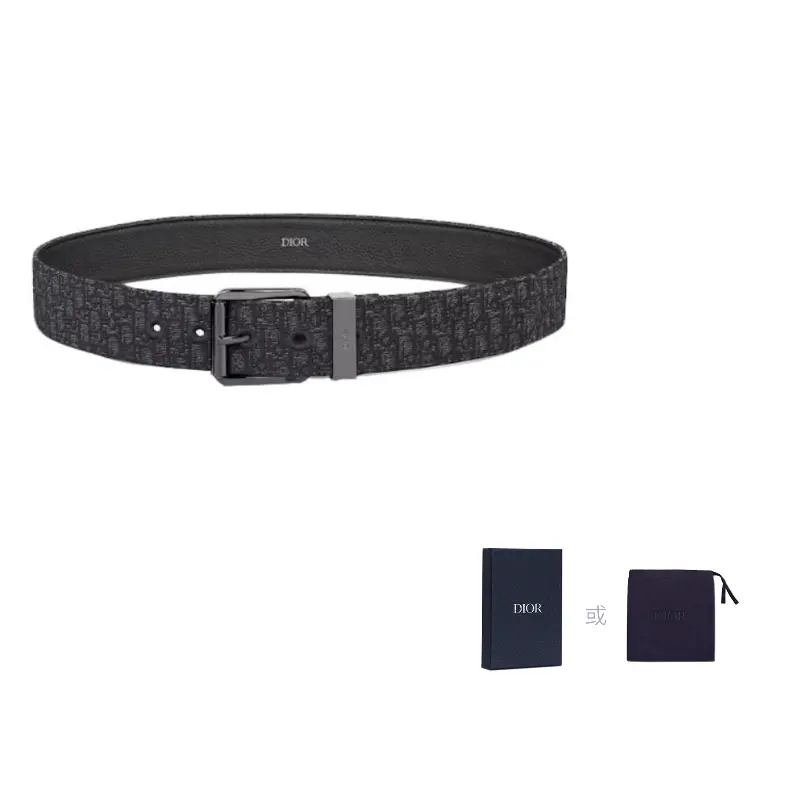 

DIOR Кожаный ремень мужской черный шириной 3,5 см, Black