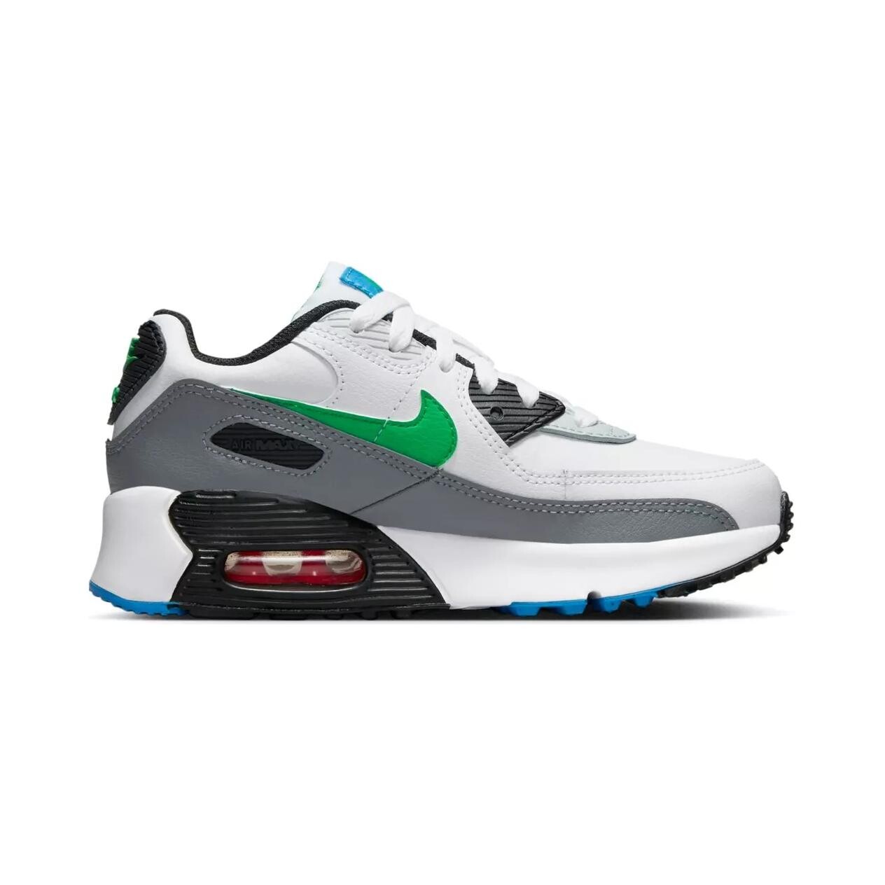 Кроссовки Nike Air Max 90 Kids Lifestyle Shoes PS Low-top White/Pure Platinum/Cool Gray/Stadium Green, белый/серый/зеленый — фото 2
