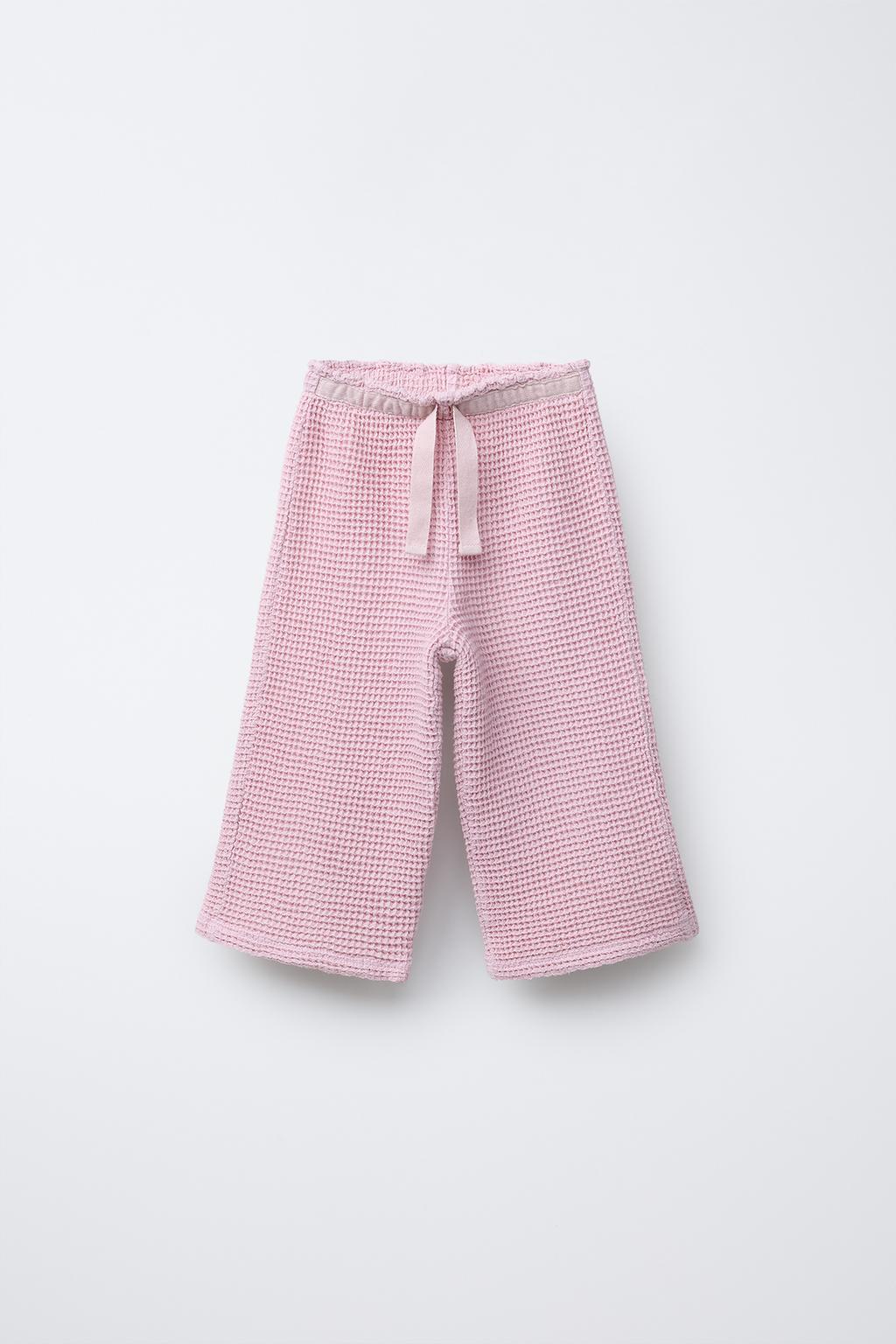 

Вафельные брюки - кюлоты ZARA, цвет Pink/Mauve
